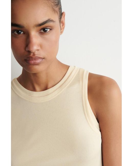 COS Natural Ribbed Silk Tank Top