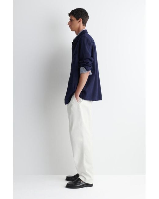 COS Blue Relaxed Linen Utility Overshirt for men