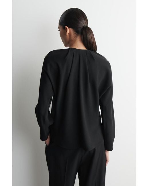 COS Black Voluminous Pleated Blouse