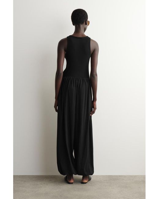 COS Black Gathered Cotton Balloon-Leg Pants