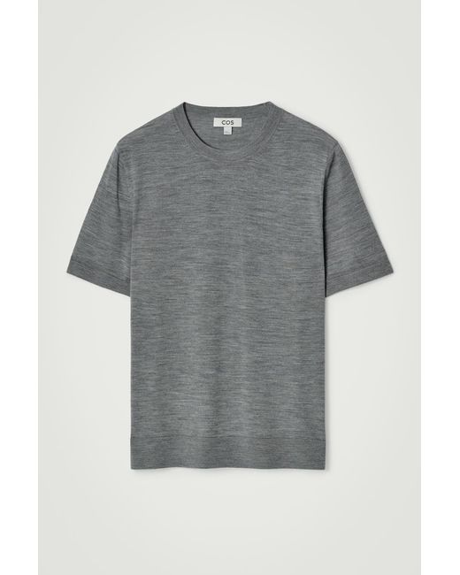 COS Gray Merino Wool Knitted T-Shirt for men