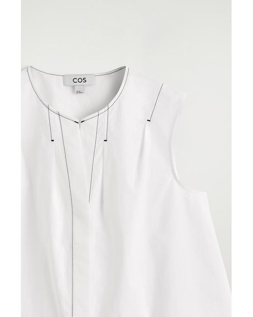 COS White Pleated Sleeveless Top