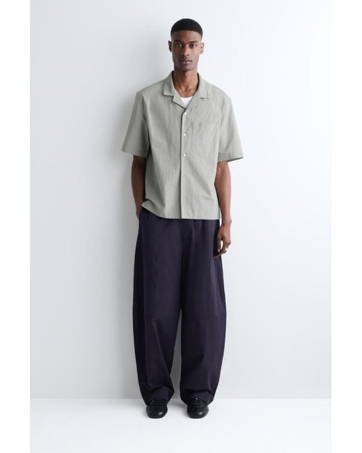 COS Gray Camp-Collar Cotton Shirt for men