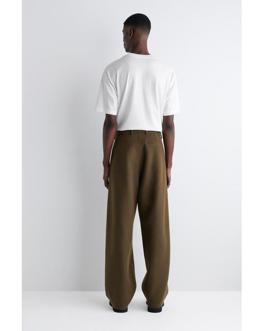 COS Green Split Wool Wide-Leg Trousers for men
