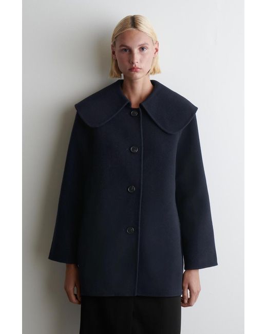 COS Blue Collared Double-Faced Wool Jacket