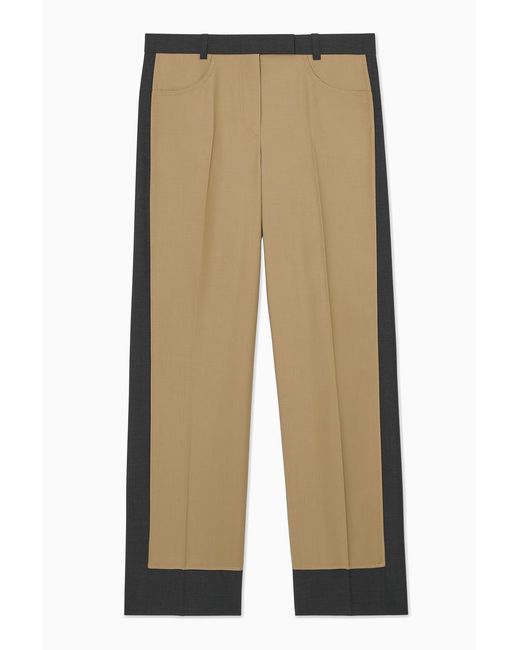 COS Natural Deconstructed Colour-block Wool Trousers