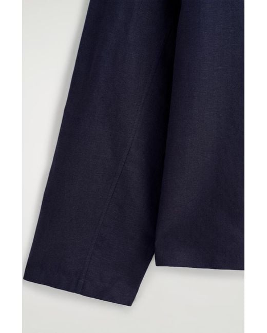 COS Blue Boat-Neck Linen Blouse