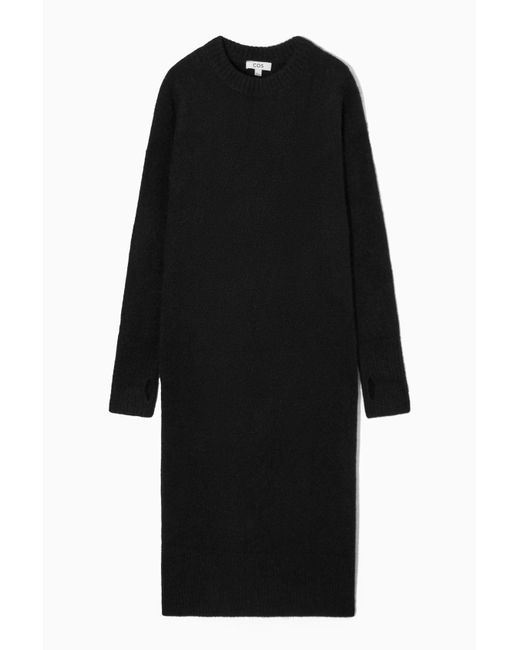 COS Black Oversized Knitted Alpaca-blend Dress
