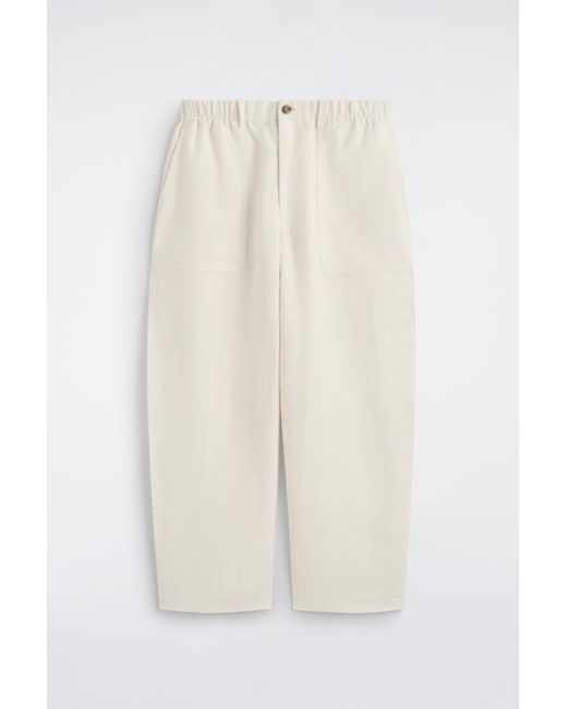 COS White Linen Relaxed-Fit Barrel-Leg Pants for men