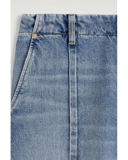 COS Blue Pintucked Denim Culottes