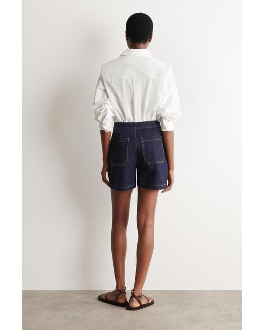 COS Blue Pocket-Detail Denim Shorts