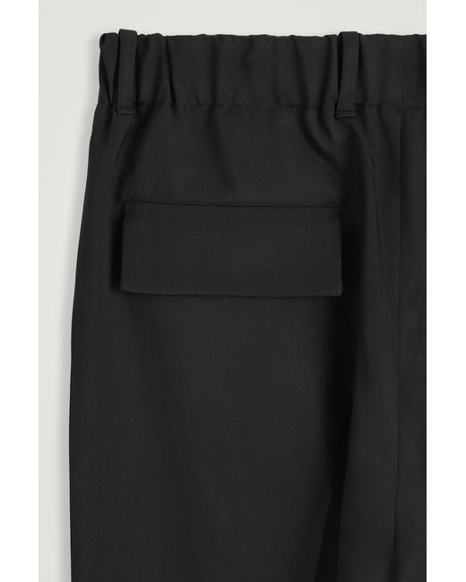 COS Black Wool-Twill Pleated Elasticated Trousers for men