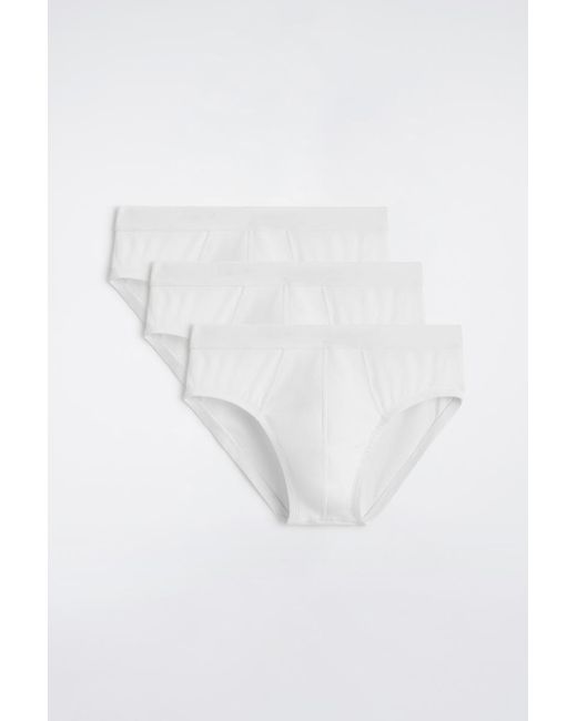 COS White 3-Pack Ribbed Briefs for men