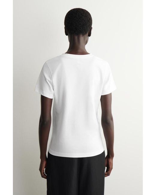 COS White Cotton V-Neck T-Shirt