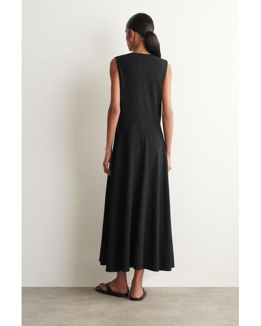 COS Black Sculptural Cotton-Jersey Midi Dress