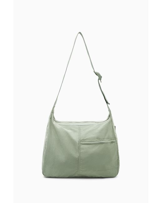 COS Green Slouchy Nylon Messenger Bag for men