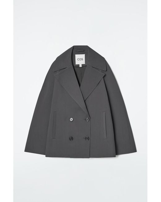 COS Gray Double-breasted Wool-blend Jacket