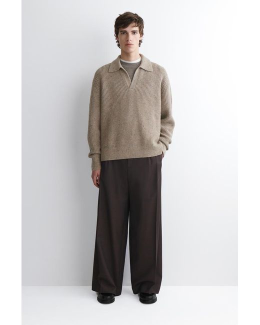 COS Natural Donegal-Effect Wool Polo Jumper for men