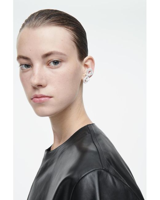 COS Metallic Knotted Bow Crystal Climber Earrings