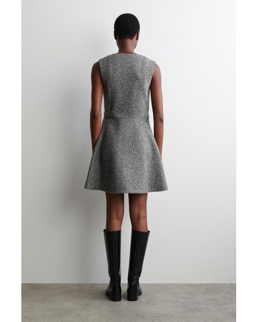 COS Gray Tweed Mini Wrap Dress
