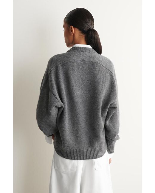 COS Gray Rounded Cashmere Crew-Neck Jumper