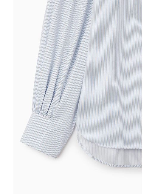 COS White Gathered Grandad-collar Blouse