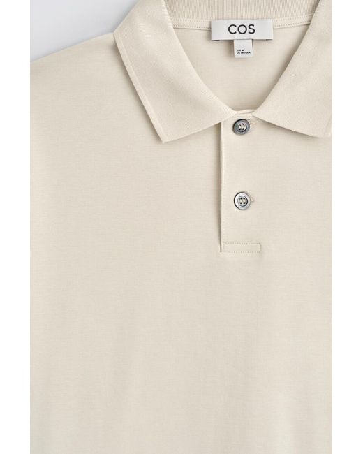 COS White Interlock Cotton Polo Shirt for men