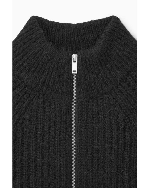 COS Black Alpaca-blend Zip-up Cardigan