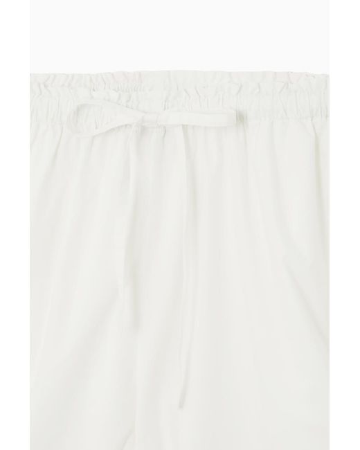 COS White Gathered Drawstring Shorts