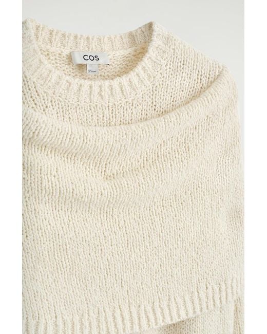 COS Natural Layered Shawl Merino-Cashmere Sweater