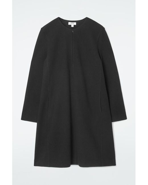 COS Black A-Line Boiled-Wool Mini Dress
