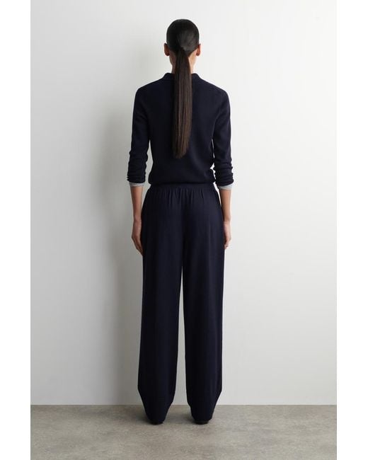 COS Blue Elasticized Merino Wool Pants