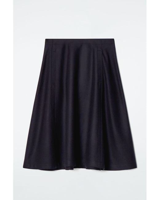 COS Blue Paneled Wool Midi Skirt