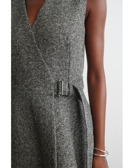COS Gray Tweed Mini Wrap Dress