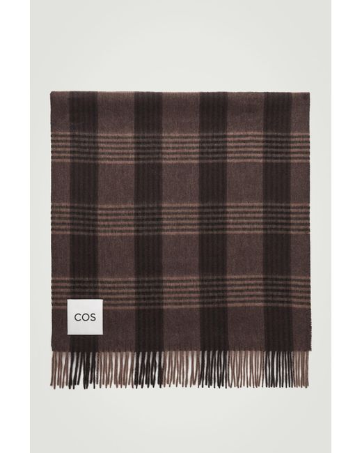 COS Brown Fringed Wool-cashmere Scarf for men