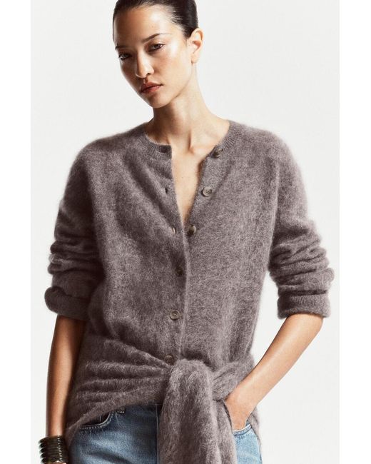 COS Natural Brushed-Cashmere Crew-Neck Cardigan