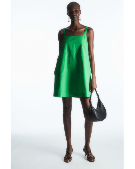 COS Contrast-panel Mini Dress in Green | Lyst