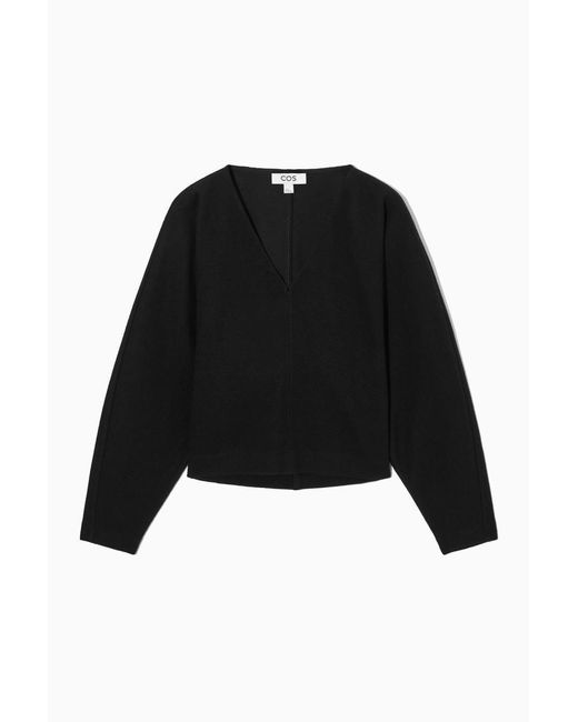 COS Black Pullover Aus Merinowolle Mit V-ausschnitt