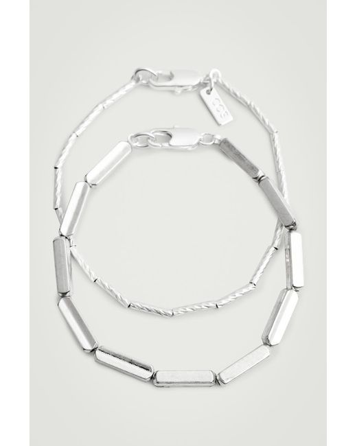 COS White 2-pack Chain Bracelets for men