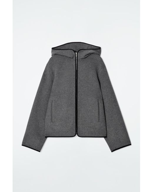 COS Gray Wolljacke Aus Doubleface-Material Mit Kapuze