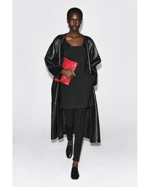 COS Black Square-Neck Crepe-Jersey Dress