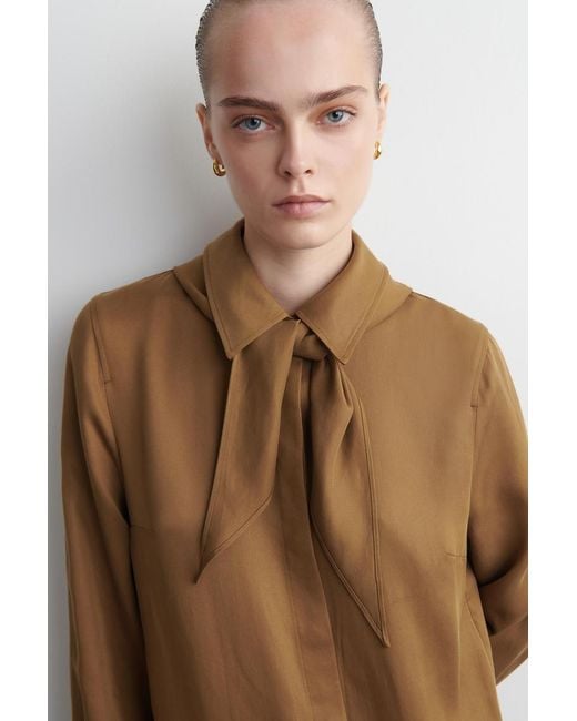 COS Natural Scarf-Detail Dropped-Waist Mini Dress
