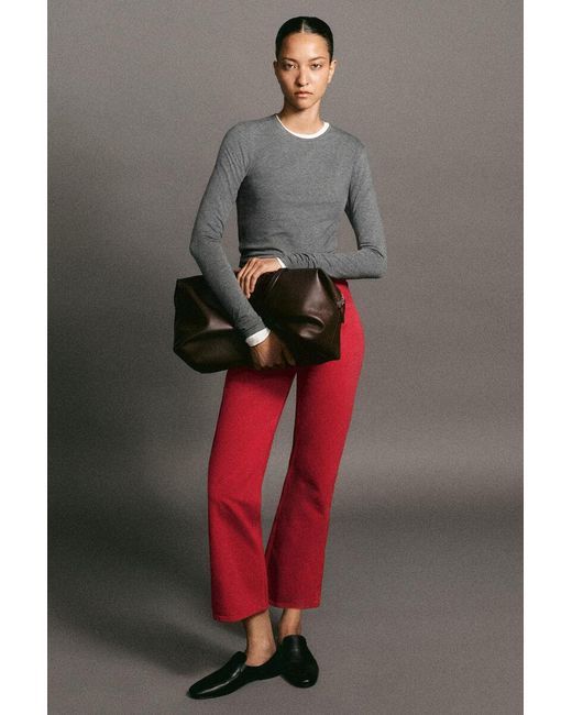 COS Gray Cotton Long-Sleeved Top