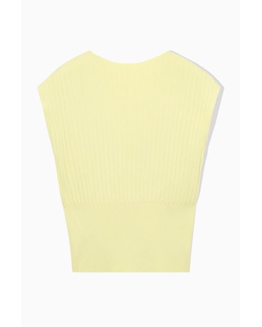 COS Yellow Pleated Knitted Sleeveless Top