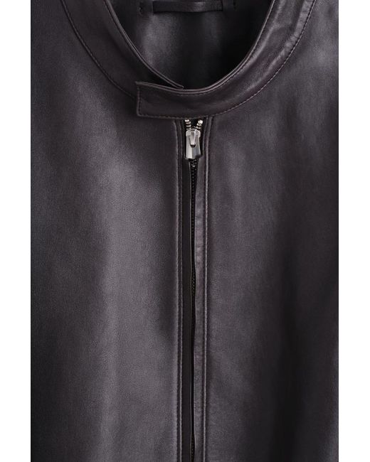 COS Black Detachable Shearling-Collar Leather Jacket for men