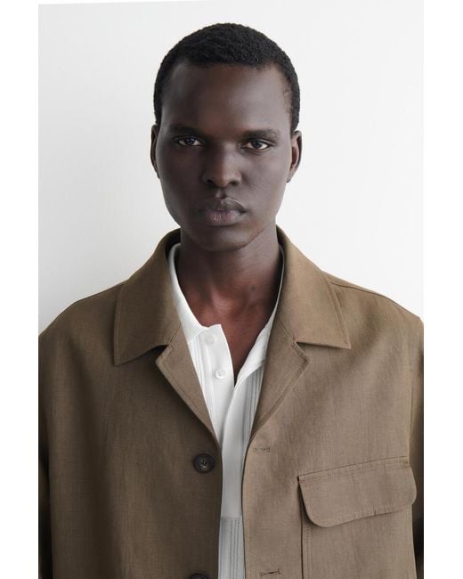 COS Brown Unstructured Linen Blazer for men