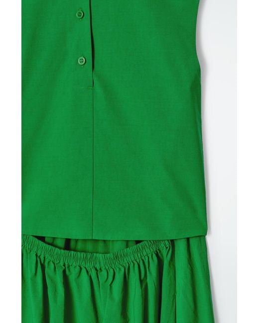 COS Green Open-back Cotton Midi Dress