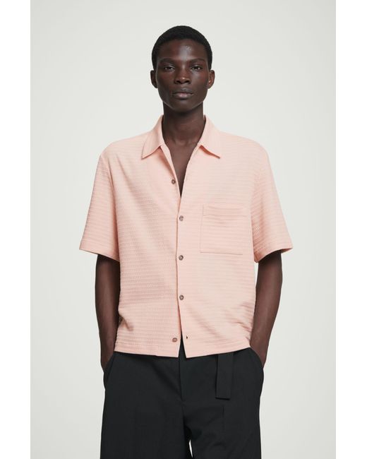 COS Pink Short-sleeved Seersucker Shirt for men