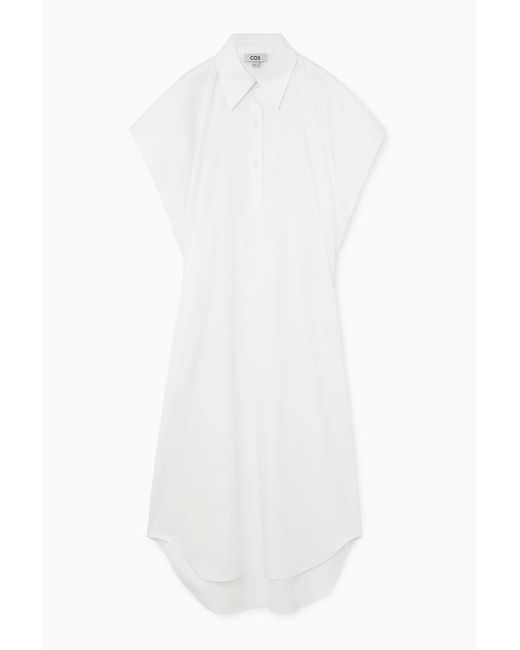 COS White Oversized-hemdblusenkleid In Maxilänge