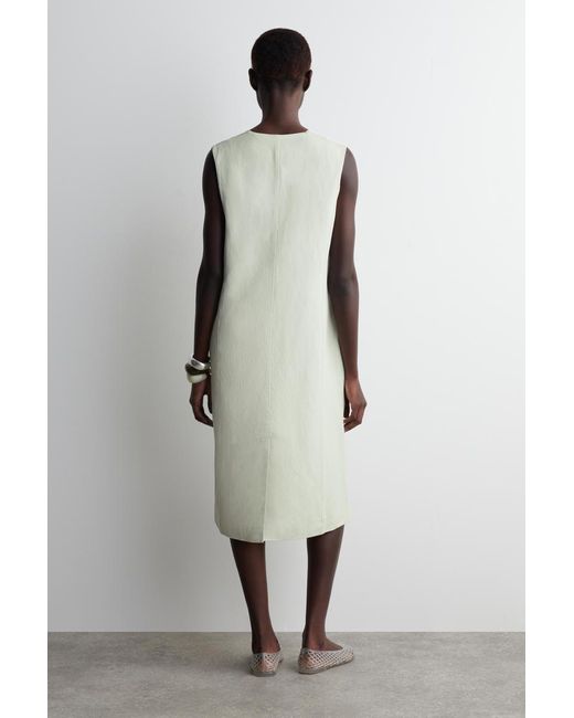COS Linen-Blend Tie-Front Midi Dress in Green | Lyst